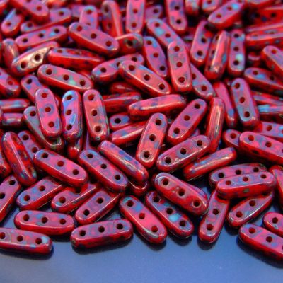 5g Czechmates Beam Beads 3x10mm Opaque Red Picasso Michael's UK Jewellery