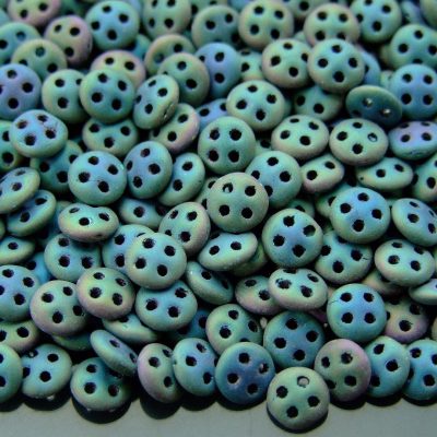 5g Czechmates QuadraLentil Beads 6mm Matte Iris Green Michael's UK Jewellery