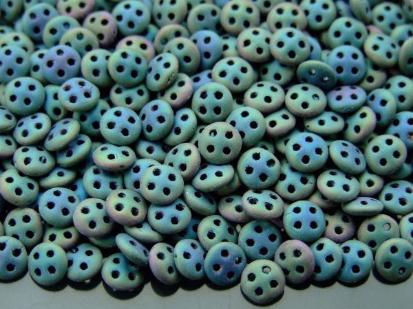 5g Czechmates QuadraLentil Beads 6mm Matte Iris Green Michael's UK Jewellery