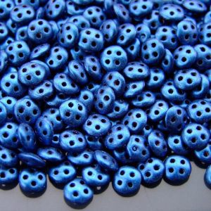 5g Czechmates QuadraLentil Beads 6mm Metallic Suede Blue Michael's UK Jewellery