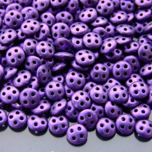 5g Czechmates QuadraLentil Beads 6mm Metallic Suede Purple Michael's UK Jewellery