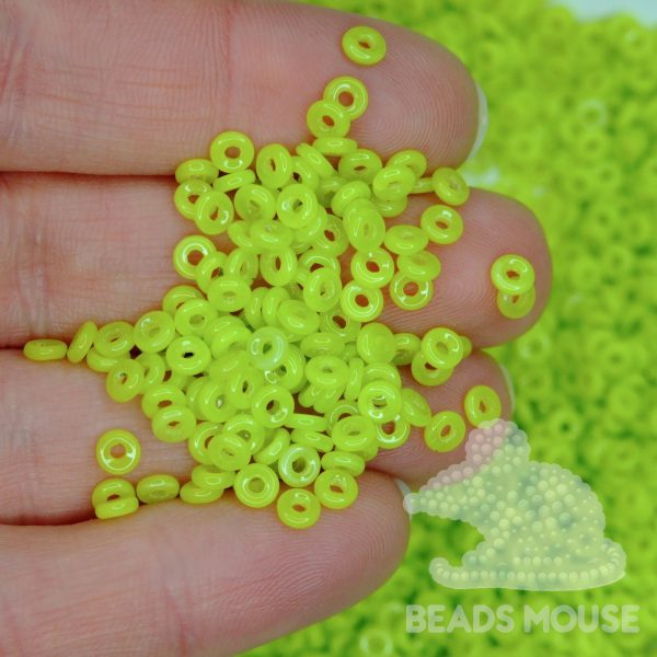 5g O Beads O-Ring 3.8x1mm Chartreuse beadsmouse.co.uk