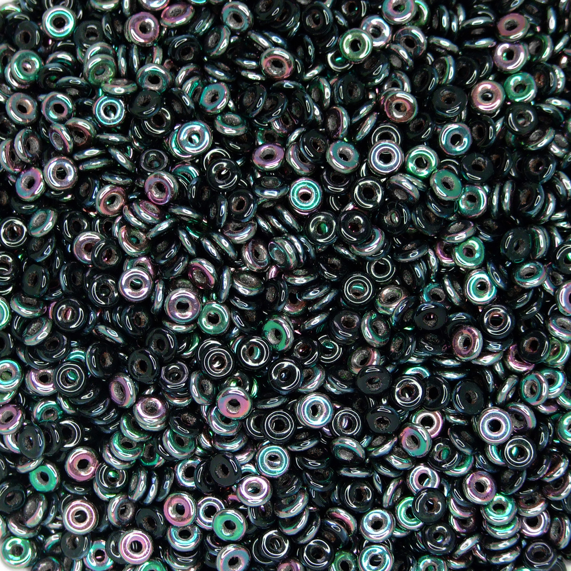5g O Beads O-Ring 3.8x1mm Green Purple Iris Jet beadsmouse.co.uk