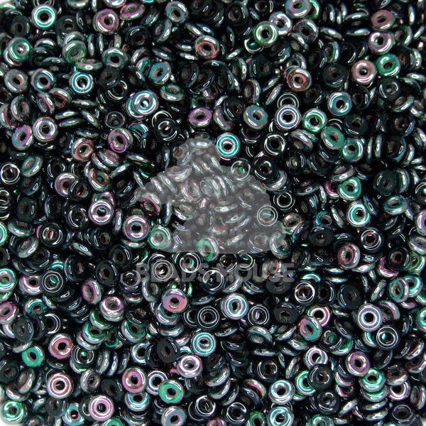 5g O Beads O-Ring 3.8x1mm Green Purple Iris Jet beadsmouse.co.uk