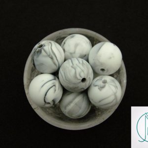 5x 19mm Round Silicone Beads Marble Michael's UK Jewellery