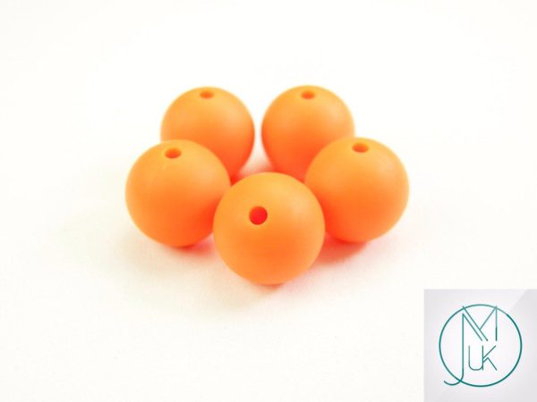 5x 19mm Round Silicone Beads Orange Michael's UK Jewellery