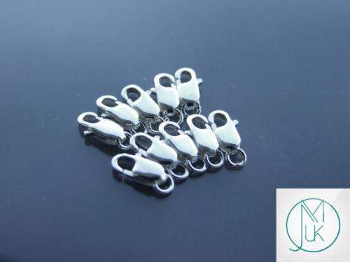 5x Solid 925 Sterling Silver Lobster Clasps 8mm Michael's UK Jewellery
