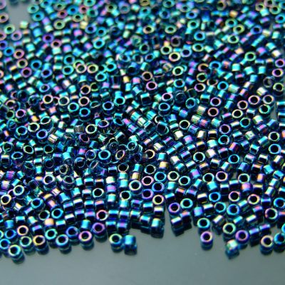 7.2g Tube DB085 Lined Blue AB Miyuki Delica Beads 11/0 1.6mm Michael's UK Jewellery