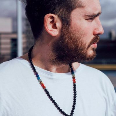 7 Chakra Matted Onyx Natural Gemstone Macrame Necklace Michael's UK Jewellery