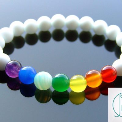 7 Chakra Pride Agate Matte Natural Gemstone Bracelet 6-9'' Elasticated Michael's UK Jewellery