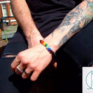 7 Chakra Pride Onyx Matte Natural Gemstone Bracelet 6-9'' Elasticated Michael's UK Jewellery