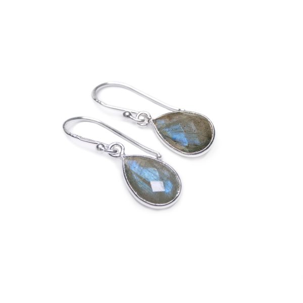 925 Labradorite Gemstone Jewellery Set Angel Wing Pendant Necklace Labradorite Earrings Blue Topaz Labradorite gemstone bracelet minetomind