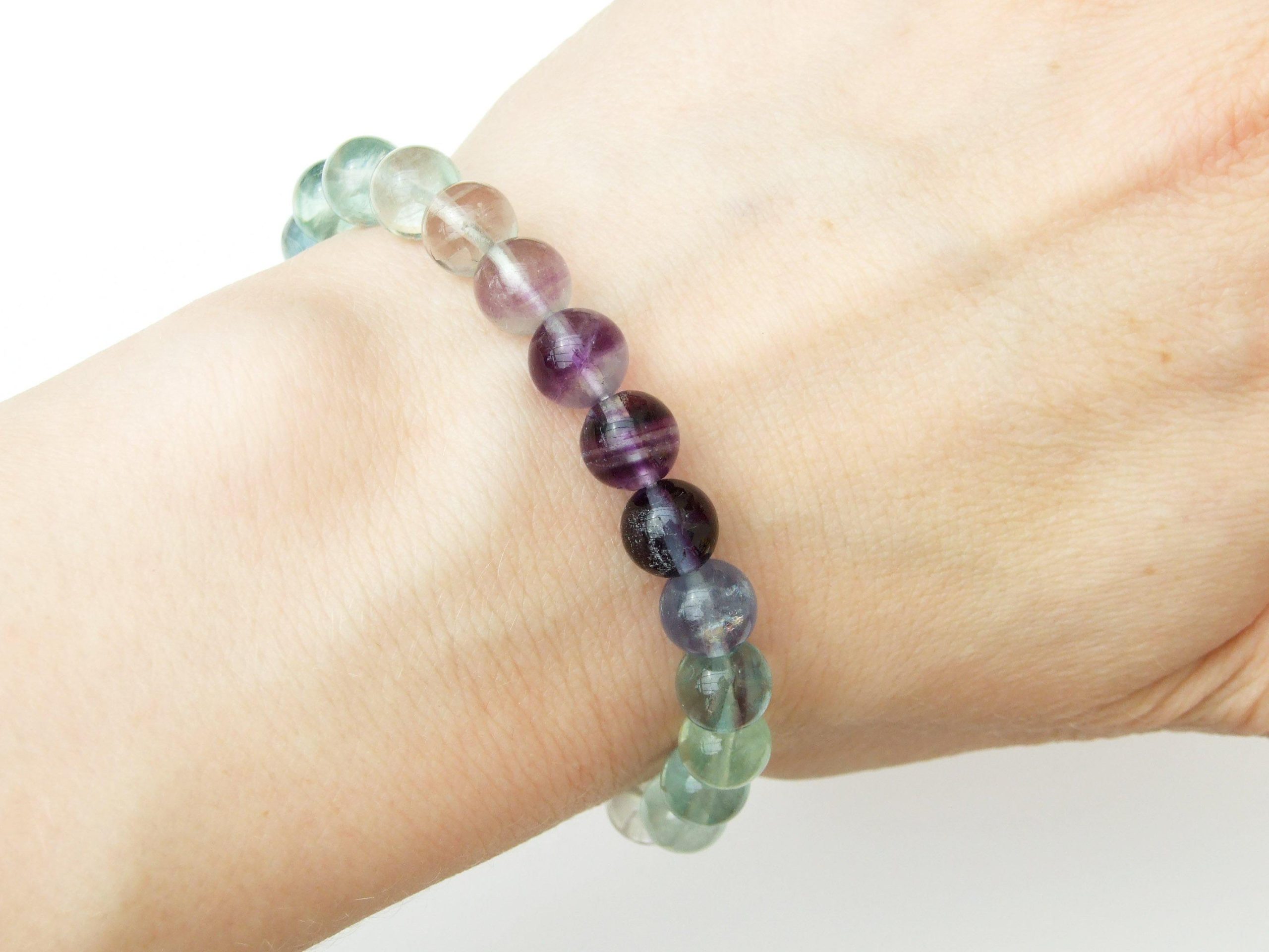 A Grade Multi Fluorite Natural Gemstone Bracelet 6-9'' Elasticated Michael's UK Jewellery