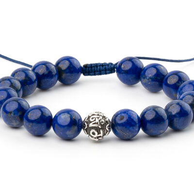 AA Grade Lapis Lazuli Bracelet 10mm Natural Gemstone Om Sterling Silver Bead  6-9'' Macrame With Box Michael's UK Jewellery