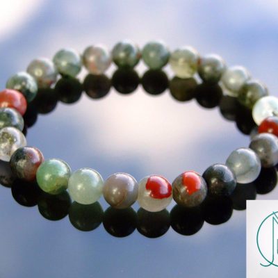 African Bloodstone Natural Gemstone Bracelet 6-9'' Elasticated Michael's UK Jewellery