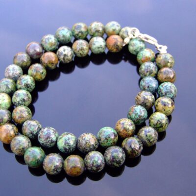 African Turquoise Natural Gemstone Necklace 8mm Beaded 16-30inch Michael's UK Jewellery