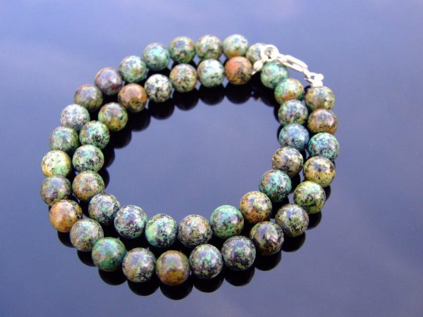 African Turquoise Natural Gemstone Necklace 8mm Beaded 16-30inch Michael's UK Jewellery