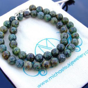 African Turquoise Natural Gemstone Necklace 8mm Beaded 16-30inch Michael's UK Jewellery