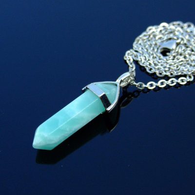 Gemstone Necklace Amazonite Natural Point Pendant beads mouse