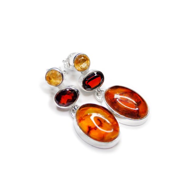 Amber Garnet Citrine Earrings mine to mind 01