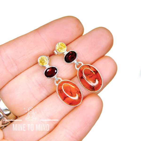 Amber Garnet Citrine Earrings mine to mind 02