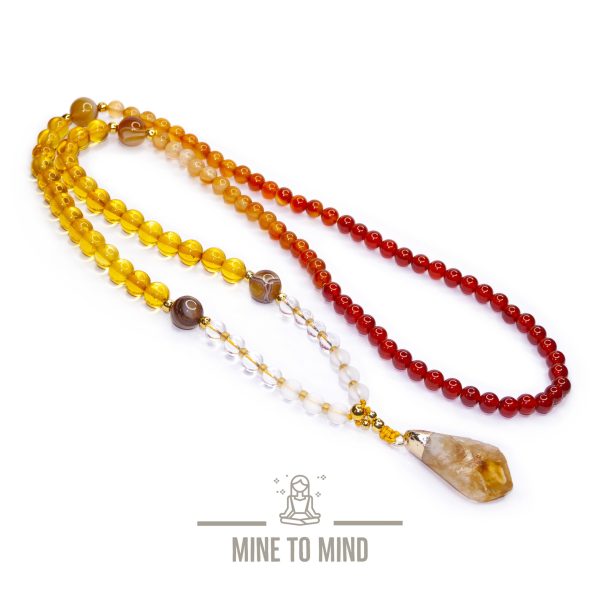 Amber Gemstone Jewellery Set | Zen Mala Necklace | Prayer | mine to mind