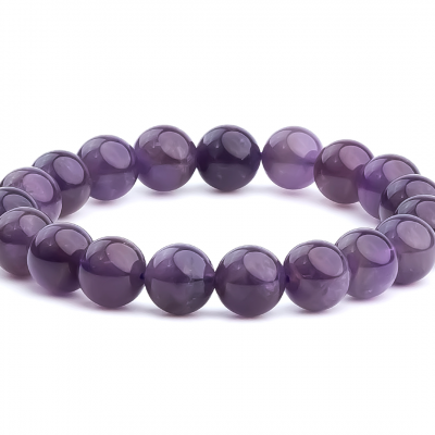 Amethyst 10mm Natural Gemstone Bracelet 6-9'' Elasticated Michael's UK Jewellery