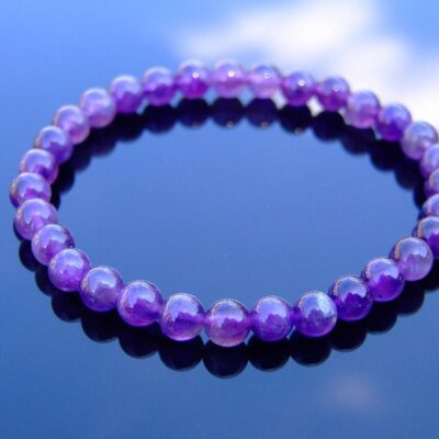 Amethyst Natural 6mm Gemstone Bracelet 6-9'' Elasticated Michael's UK Jewellery
