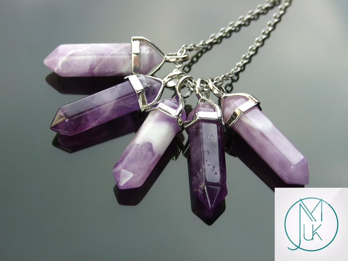 Amethyst Natural Crystal Point Pendant Gemstone Necklace Michael's UK Jewellery