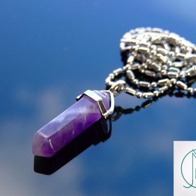 Gemstone Necklace Amethyst Natural Point Pendant beads mouse