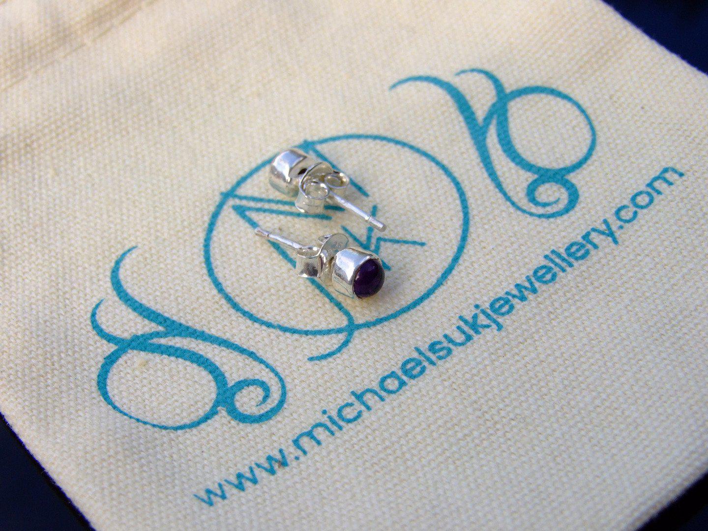Amethyst Natural Gemstone 925 Sterling Silver Earrings Michael's UK Jewellery