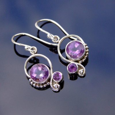 Amethyst Natural Gemstone 925 Sterling Silver Earrings Michael's UK Jewellery