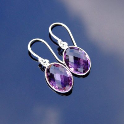 Amethyst Natural Gemstone 925 Sterling Silver Earrings Michael's UK Jewellery