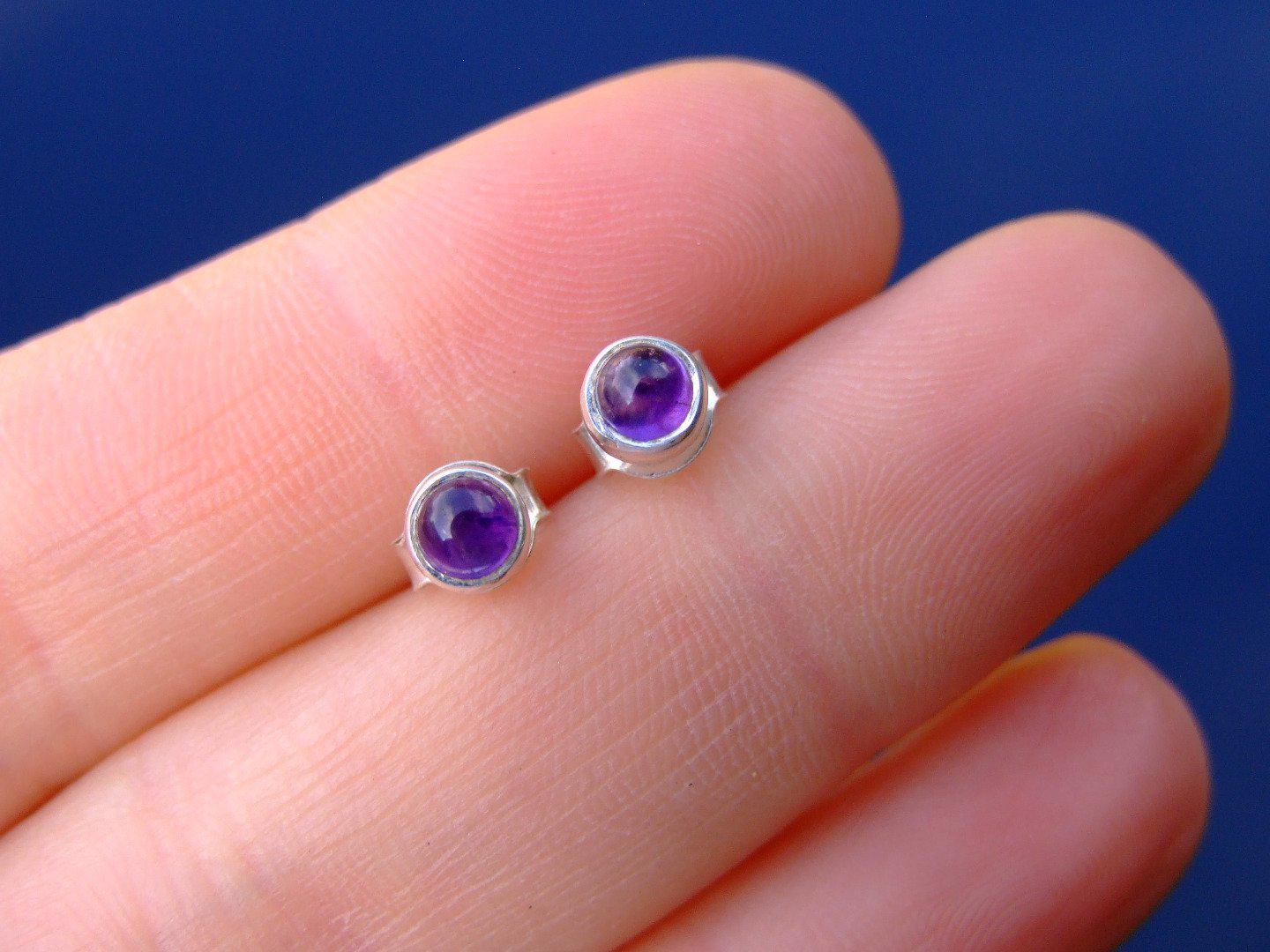 Amethyst Natural Gemstone 925 Sterling Silver Earrings Michael's UK Jewellery