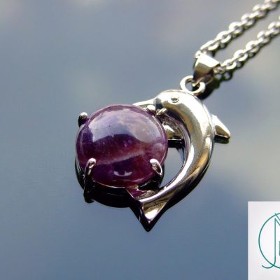 Amethyst Necklace Dolphin Pendant Natural Gemstone With Pouch Michael's UK Jewellery