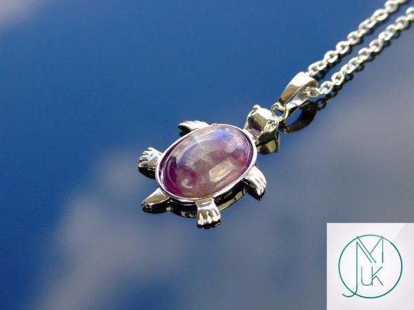 Amethyst Necklace Turtle Pendant Natural Gemstone With Pouch Michael's UK Jewellery