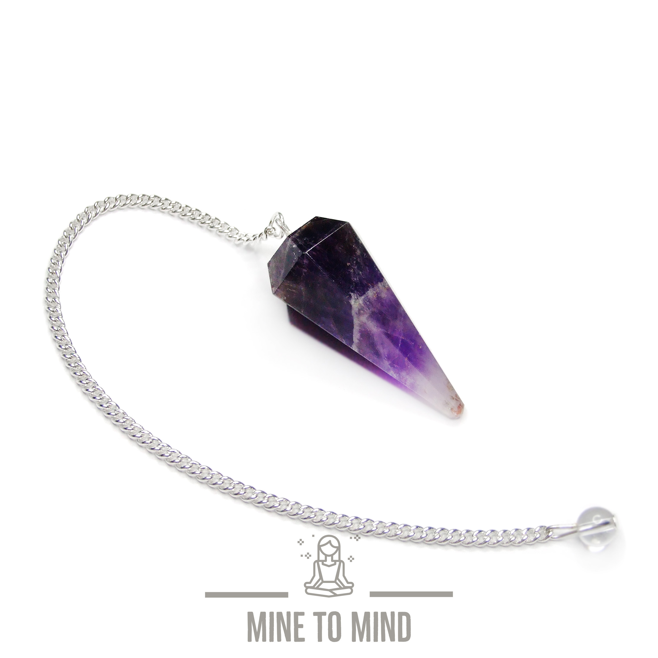 Amethyst Pendulum Gemstone for Dowsing Scrying Divination Meditation mine to mind beadsmouse.co.uk