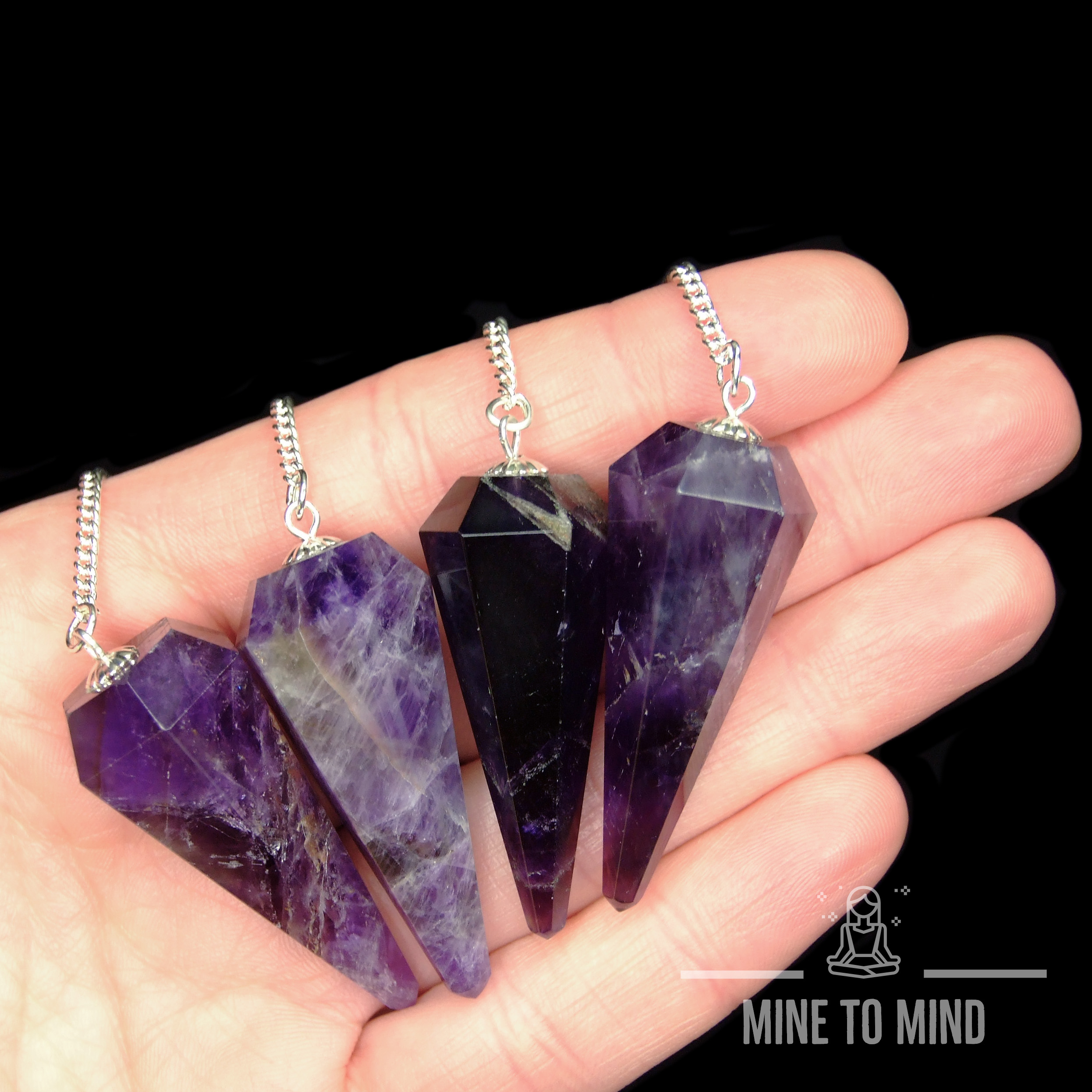 Amethyst Pendulum Gemstone for Dowsing Scrying Divination Meditation mine to mind beadsmouse.co.uk