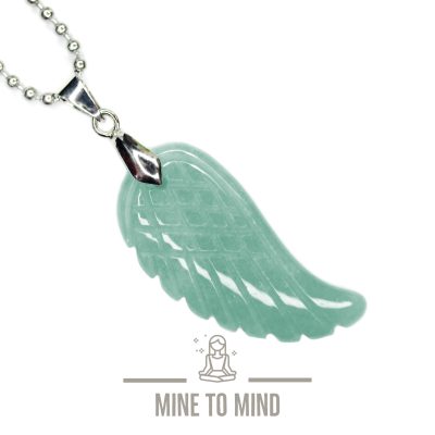 Angel Wing Necklace Green Aventurine beads mouse mine to mind