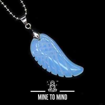 Opalite Manmade Angel Wing Necklace Natural Gemstone Pendant