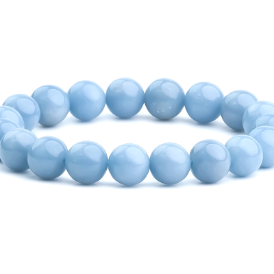 Angelite 10mm Natural Gemstone Bracelet 6-9'' Elasticated beadsmouse.co.uk