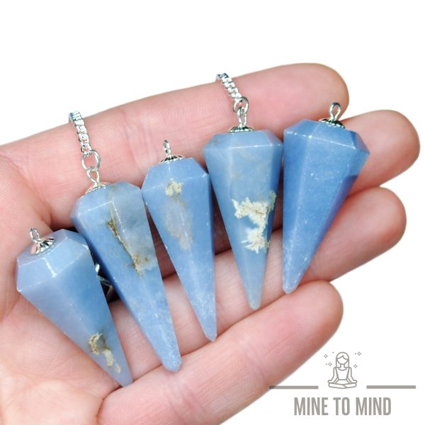Angelite Pendulum Natural Gemstone for Dowsing Scrying Divination minetomind.com beadsmouse.co.uk