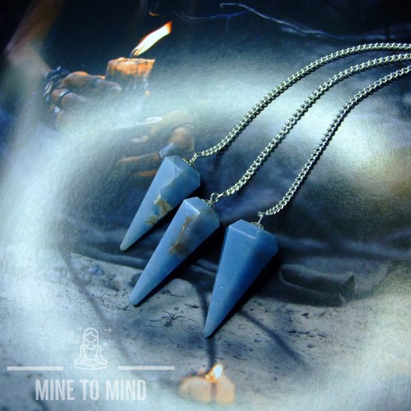 Angelite Pendulum Natural Gemstone for Dowsing Scrying Divination minetomind.com beadsmouse.co.uk