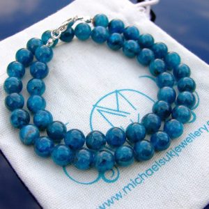 Apatite Natural Gemstone Necklace 8mm Beaded 16-30inch Michael's UK Jewellery