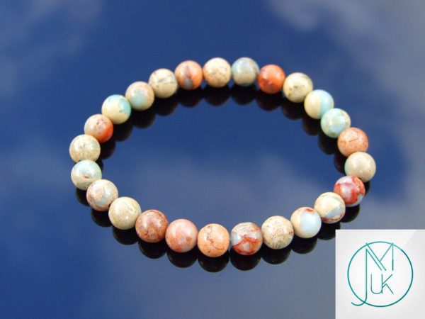 Aqua Terra Jasper Natural Gemstone Bracelet 6-9'' Elasticated Michael's UK Jewellery