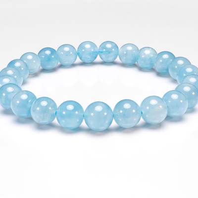Aquamarine Bracelet Natural Gemstone 6-9'' Elasticated With Box Michael's UK Jewellery