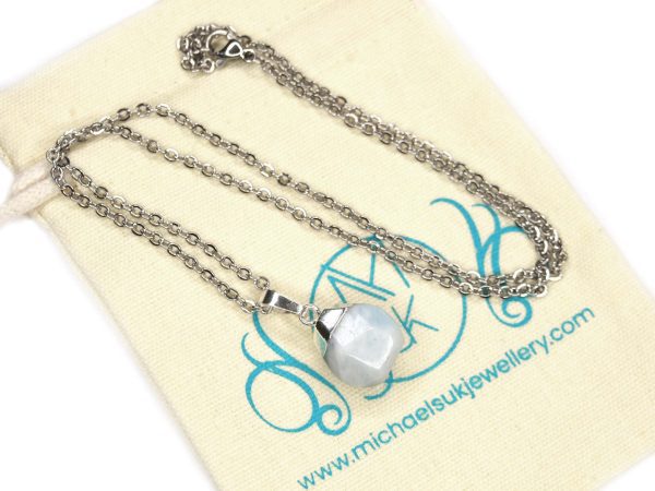 Aquamarine Drop Pendant Natural Gemstone Necklace Michael's UK Jewellery