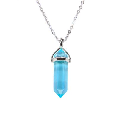 Gemstone Necklace Aquamarine Glass Natural Point Pendant beads mouse