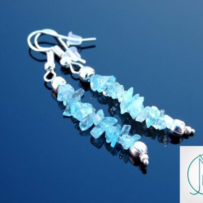 Aquamarine Natural Gemstone Chip Drop Earrings Michael's UK Jewellery