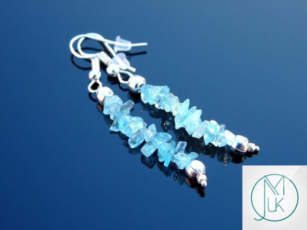 Aquamarine Natural Gemstone Chip Drop Earrings Michael's UK Jewellery